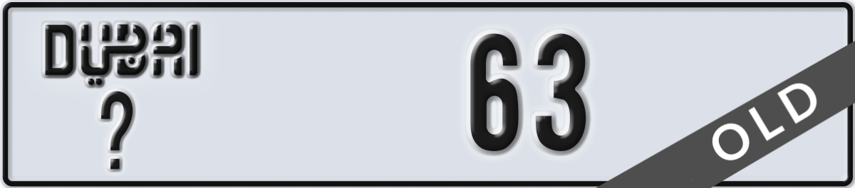 dubai License Plate Number 63 Code _