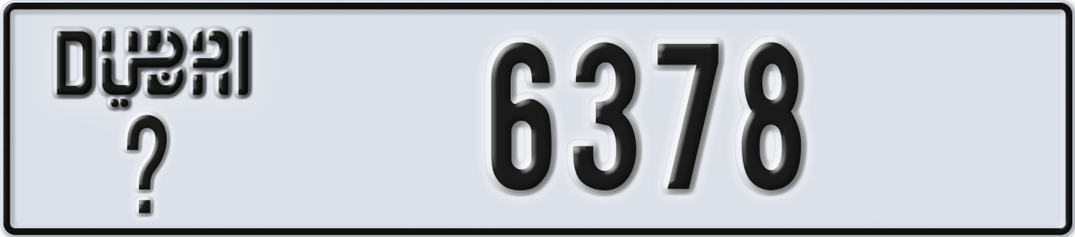 dubai License Plate Number 6378 Code _