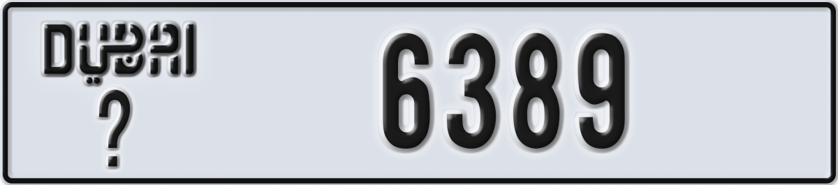 dubai License Plate Number 6389 Code _