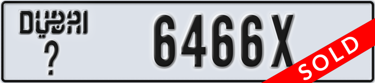 dubai License Plate Number 6466X Code _