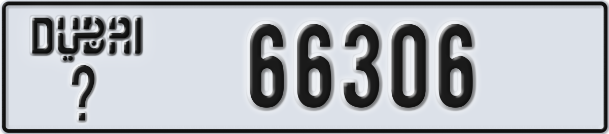 dubai License Plate Number 66306 Code _