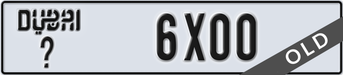 dubai License Plate Number 6X00 Code _