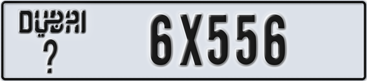 dubai License Plate Number 6X556 Code _