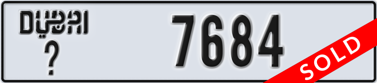 dubai License Plate Number 7684 Code _