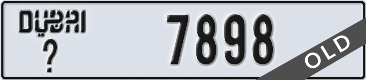 dubai License Plate Number 7898 Code _