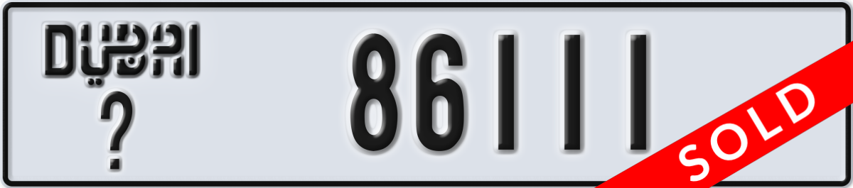 dubai License Plate Number 86111 Code _
