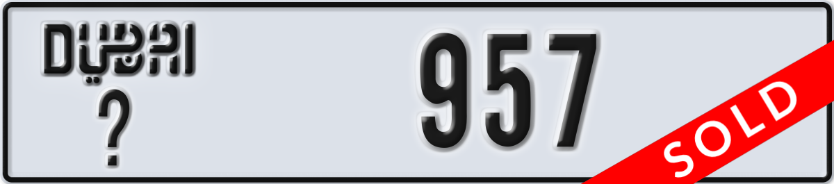 dubai License Plate Number 957 Code _