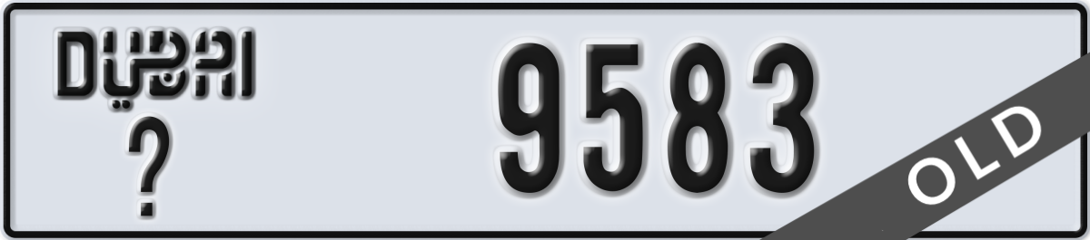 dubai License Plate Number 9583 Code _