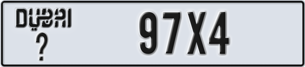 dubai License Plate Number 97X4 Code _