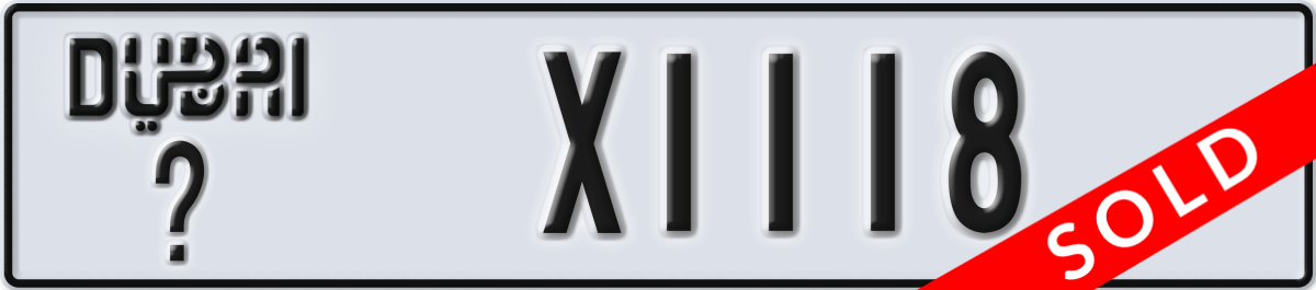 dubai License Plate Number X1118 Code _