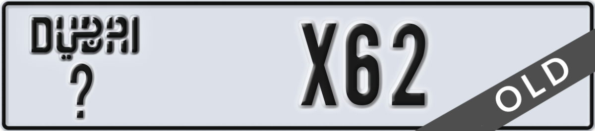 dubai License Plate Number X62 Code _