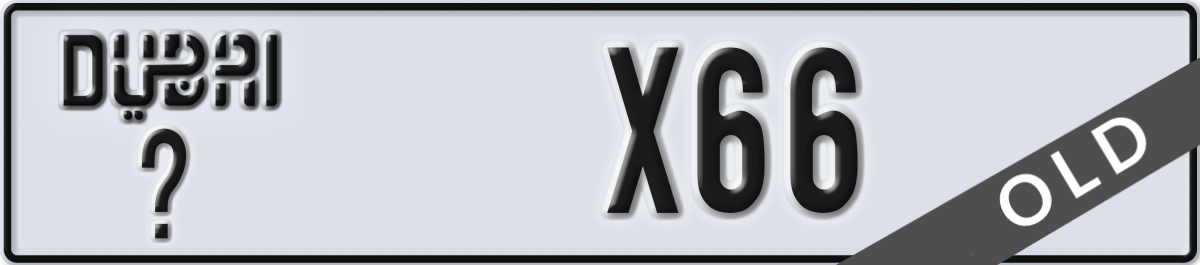 dubai License Plate Number X66 Code _