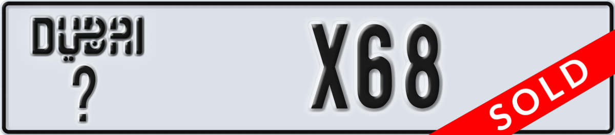 dubai License Plate Number X68 Code _