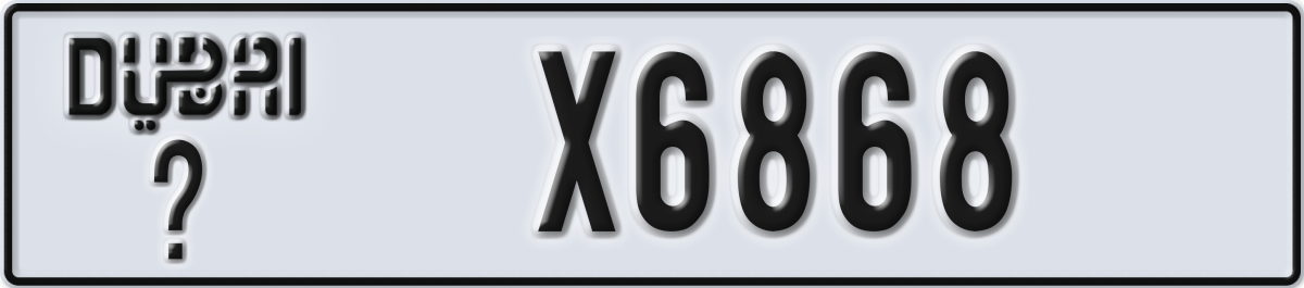 dubai License Plate Number X6868 Code _