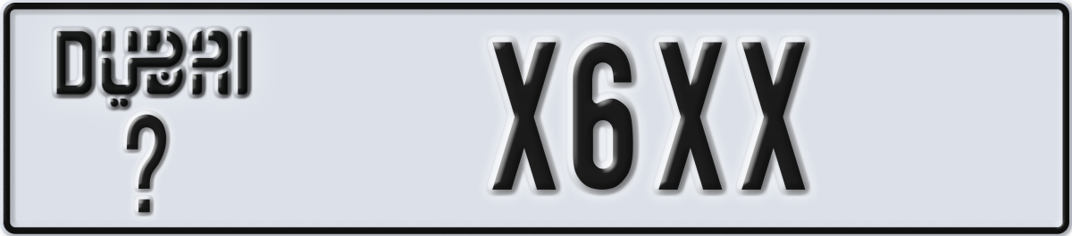 dubai License Plate Number X6XX Code _