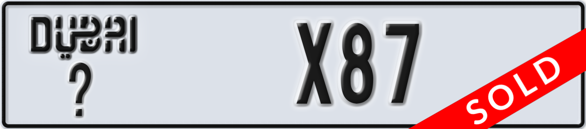 dubai License Plate Number X87 Code _