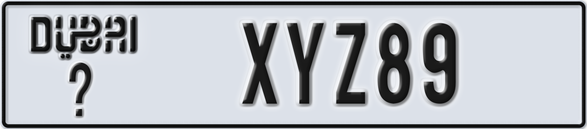 dubai License Plate Number XYZ89 Code _