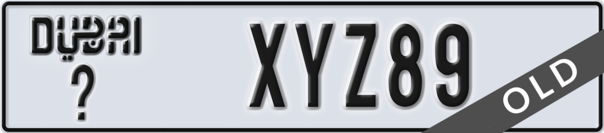 dubai License Plate Number XYZ89 Code _