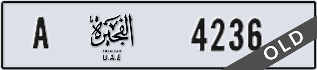 fujairah License Plate Number 4236 Code A