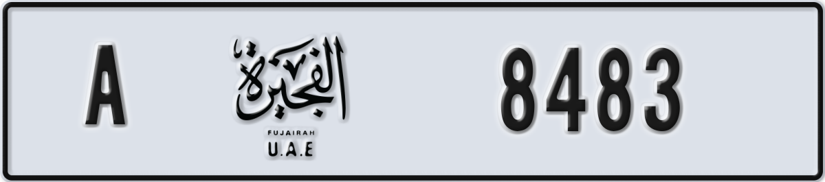 fujairah License Plate Number 8483 Code A