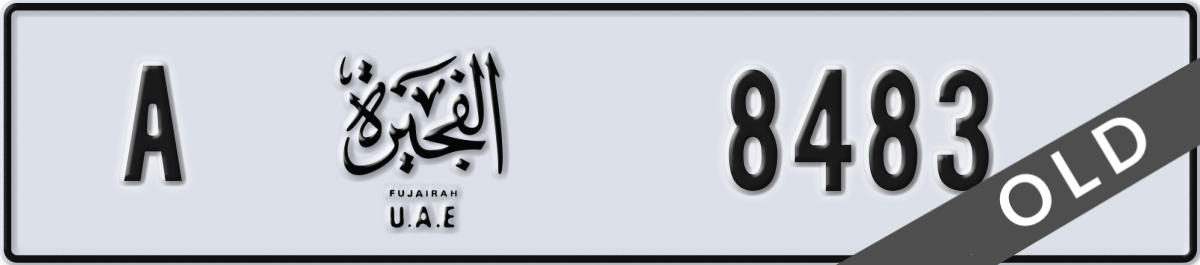 fujairah License Plate Number 8483 Code A