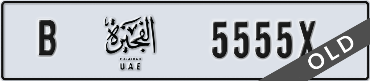 fujairah License Plate Number 5555X Code B