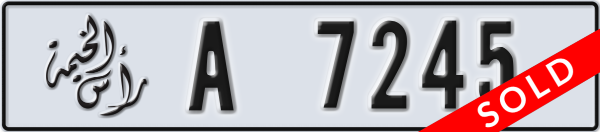ras al khaimah License Plate Number 7245 Code A