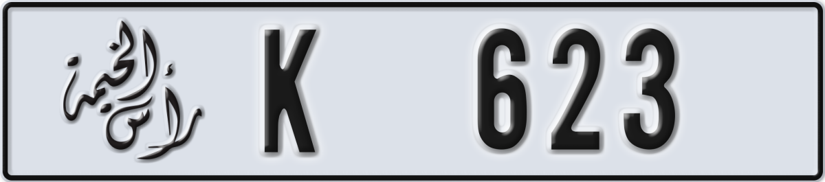 ras al khaimah License Plate Number 623 Code K