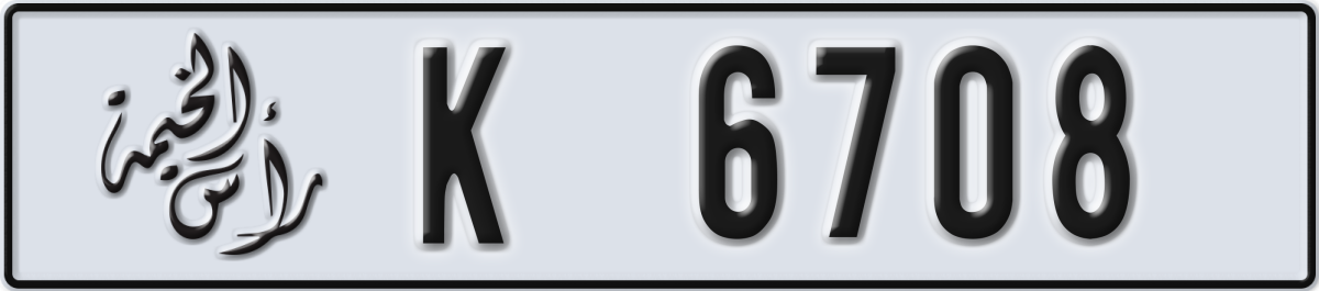 ras al khaimah License Plate Number 6708 Code K