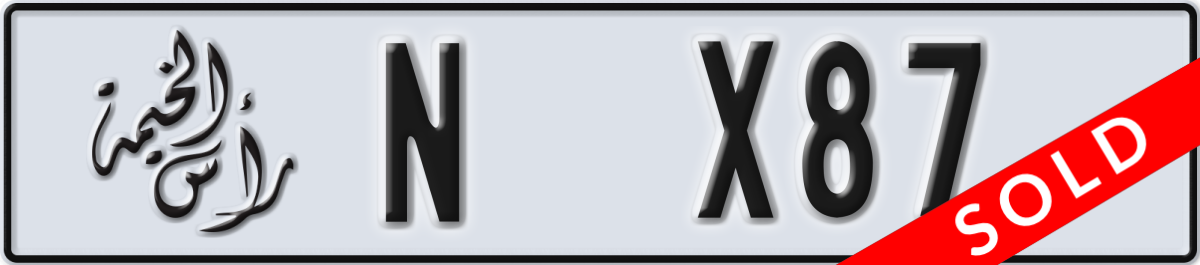 ras al khaimah License Plate Number X87 Code N