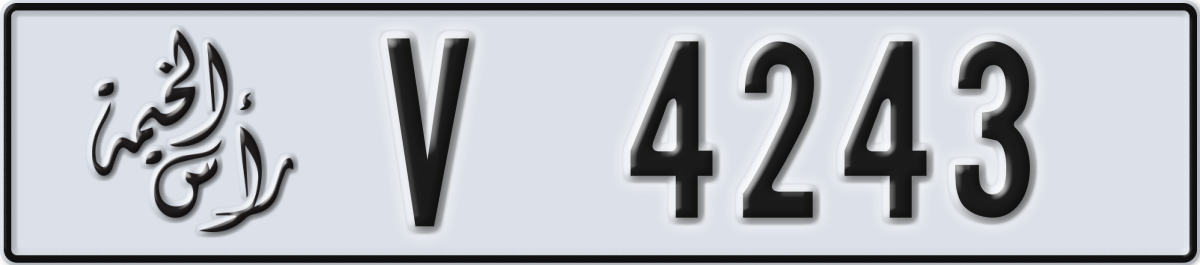 ras al khaimah License Plate Number 4243 Code V