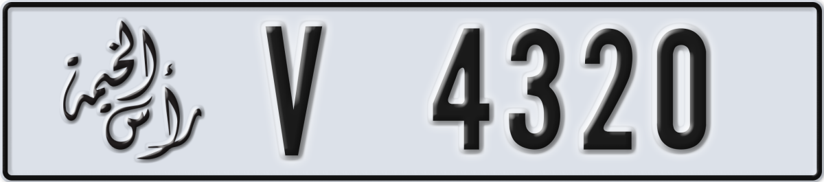 ras al khaimah License Plate Number 4320 Code V