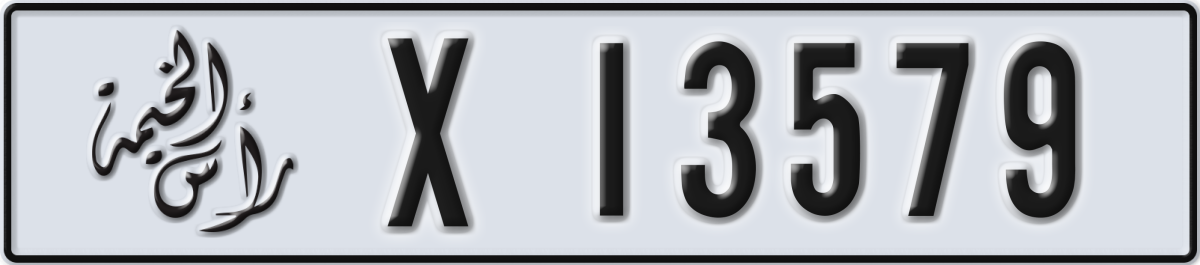 ras al khaimah License Plate Number 13579 Code X