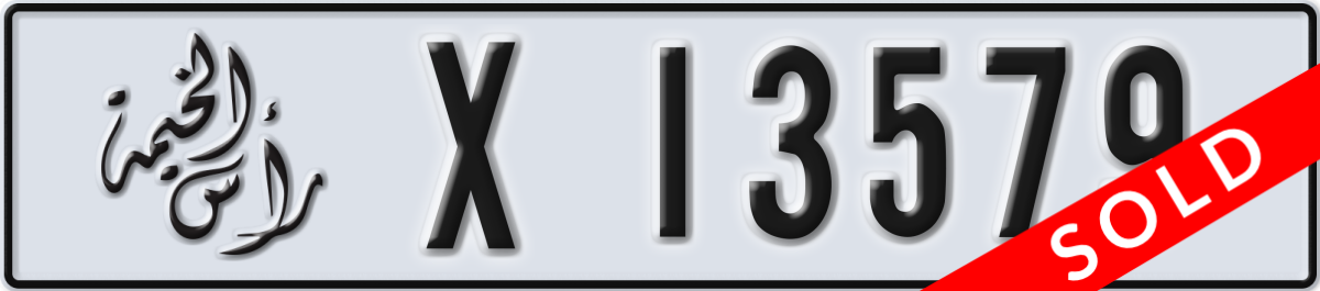 ras al khaimah License Plate Number 13579 Code X