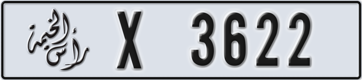 ras al khaimah License Plate Number 3622 Code X