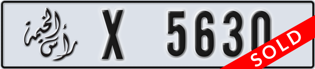 ras al khaimah License Plate Number 5630 Code X