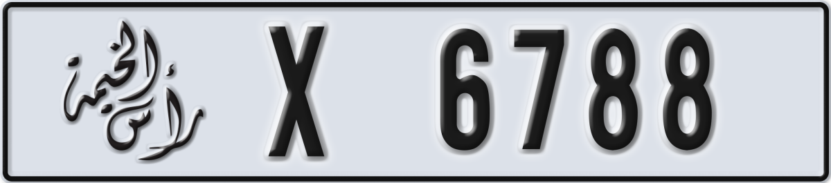 ras al khaimah License Plate Number 6788 Code X