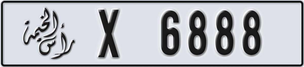 ras al khaimah License Plate Number 6888 Code X