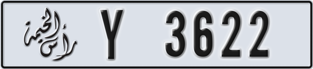 ras al khaimah License Plate Number 3622 Code Y