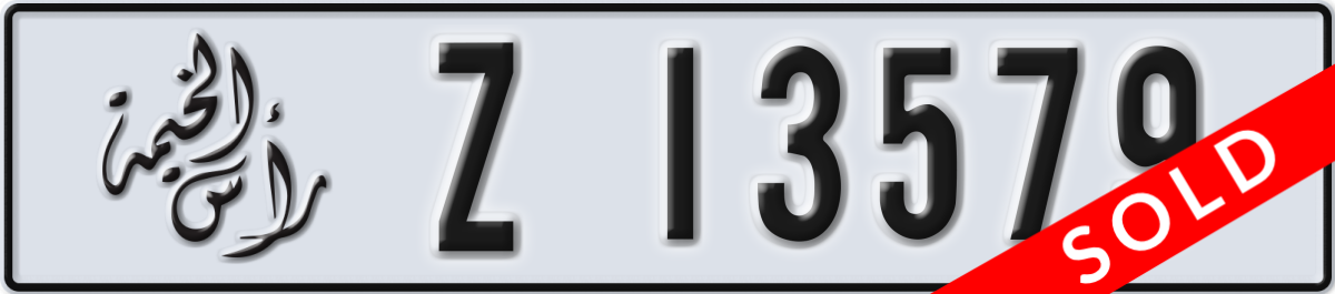 ras al khaimah License Plate Number 13579 Code Z