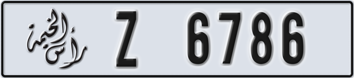 ras al khaimah License Plate Number 6786 Code Z