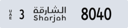 sharjah - code - 3 - number -8040