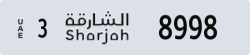sharjah - code - 3 - number -8998