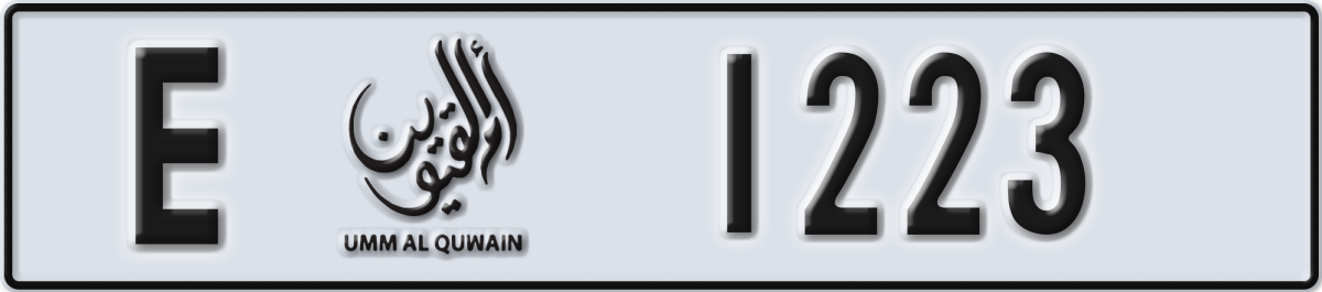 umm al quwain License Plate Number 1223 Code E