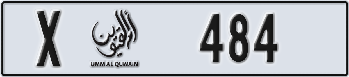 umm al quwain License Plate Number 484 Code X