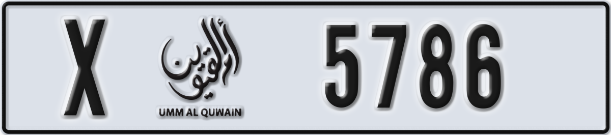 umm al quwain License Plate Number 5786 Code X