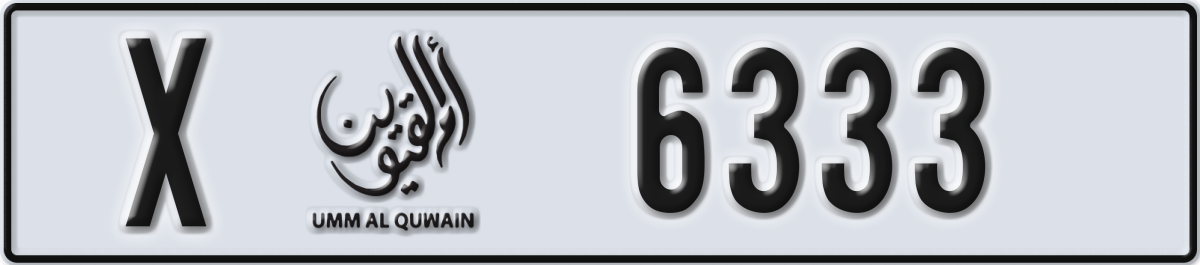 umm al quwain License Plate Number 6333 Code X