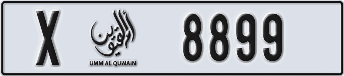 umm al quwain License Plate Number 8899 Code X